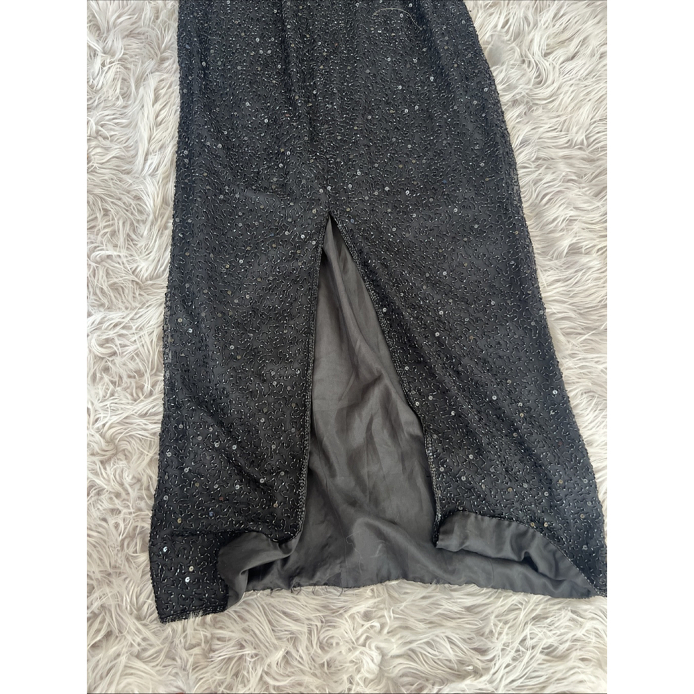 Stenay Vintage Black Beaded Sparky Silk Gown Maxi Dress sz 12 - Picture 7 of 10
